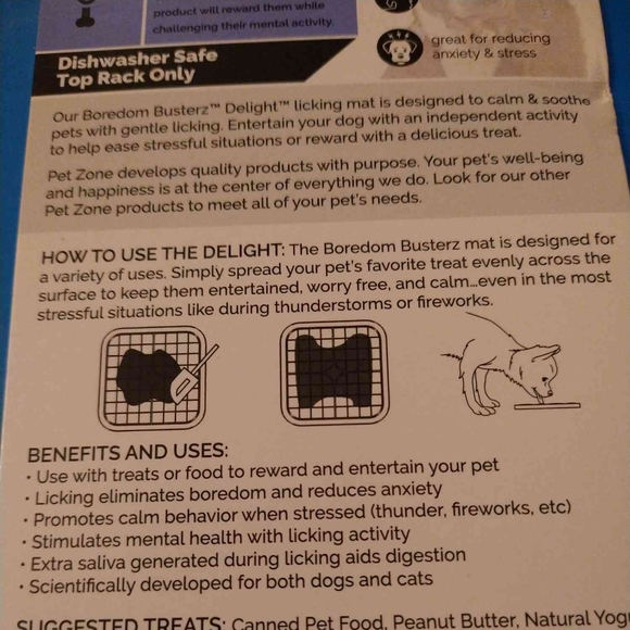 3 Pet Zone Boredom Busters Delight Blue Slow Feeder Licking Mat Stress Cat Dog - Picture 6 of 9